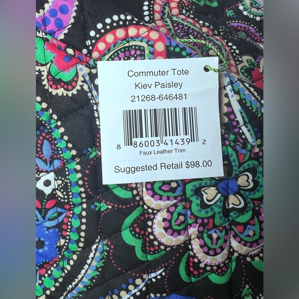 Vera Bradley NEW Commuter Tote Bag "Kiev Paisley" Retired Pattern Laptop Sleeve - Picture 10 of 15